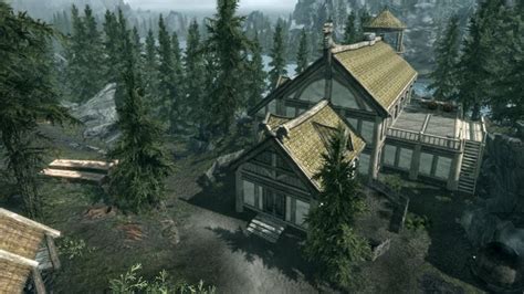 The interior has a main floor and then a staircase down to a basement. . Falkreath house